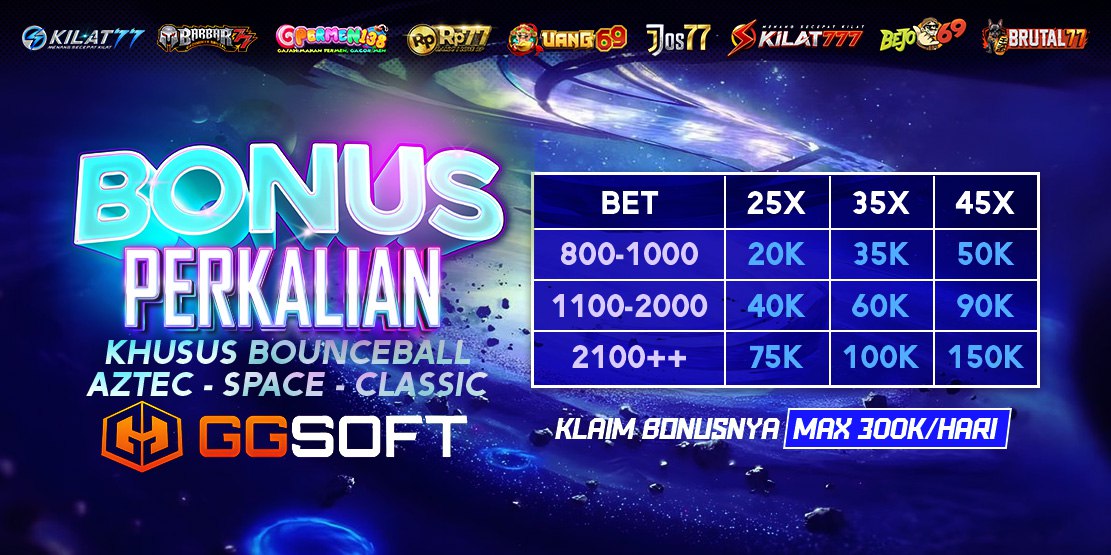 Banner Event Bonus Perkalian GG Soft: Bounce Ball Aztec, Classic, Space